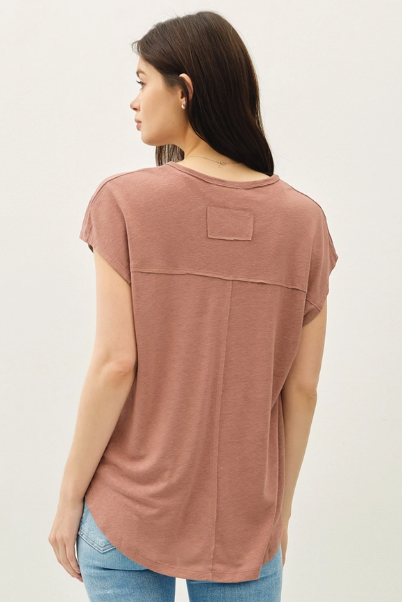 •SOPHIA• linen blend short sleeve tee