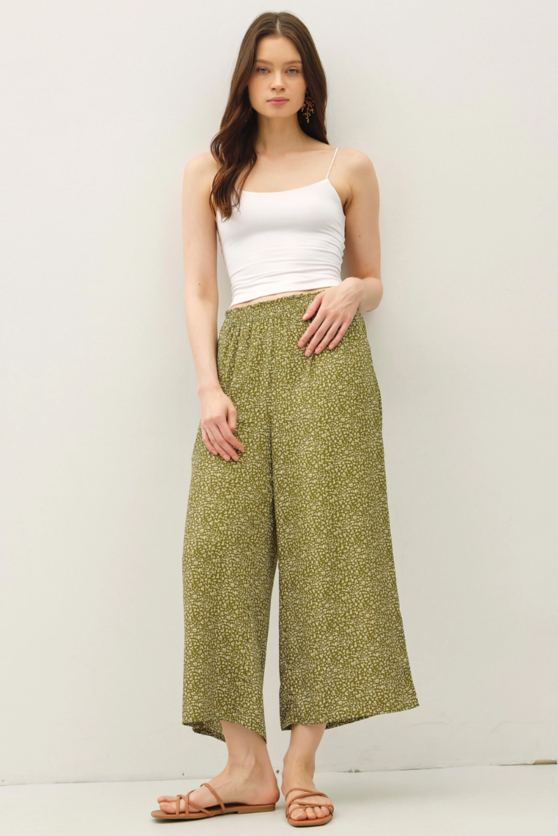 •CLARA• cropped elastic waist pants