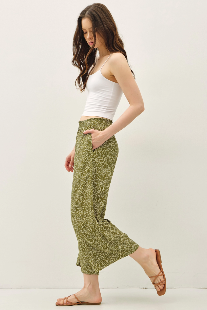 •CLARA• cropped elastic waist pants