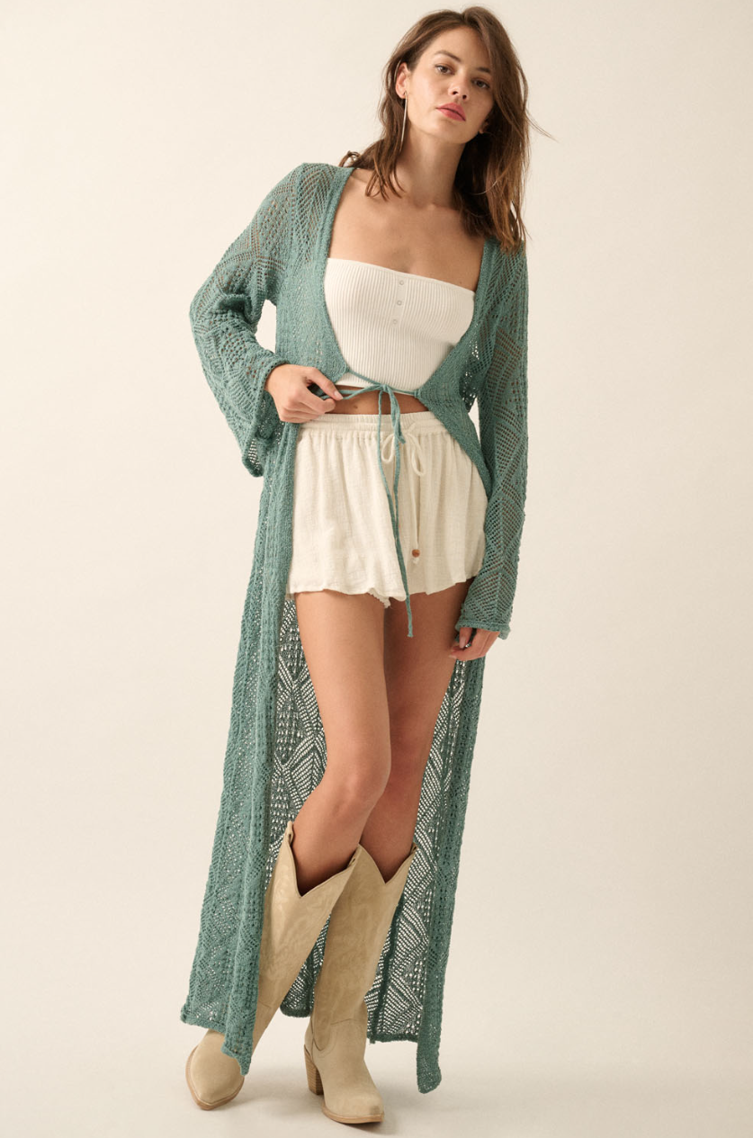 •MONTANA• pointelle crochet knit duster