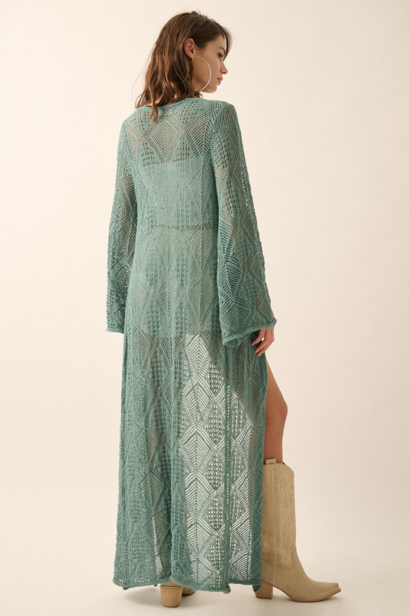 •MONTANA• pointelle crochet knit duster