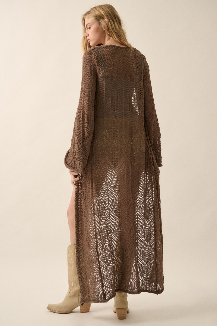 •MONTANA• pointelle crochet knit duster