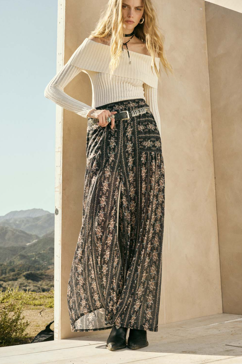 •LEONA• semi-sheer wide leg pants