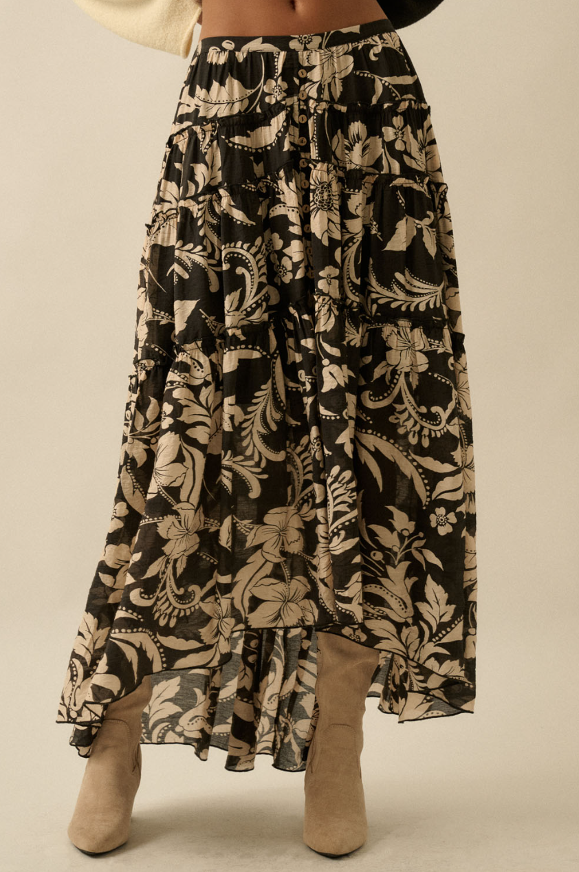 •ANALISE• tiered high-low midaxi skirt