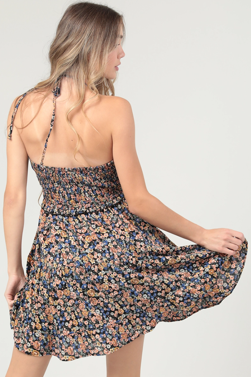 •AUGUSTA• smocked bodice halter mini dress