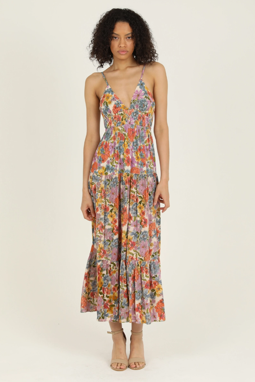 •LIA• open tie back midaxi dress