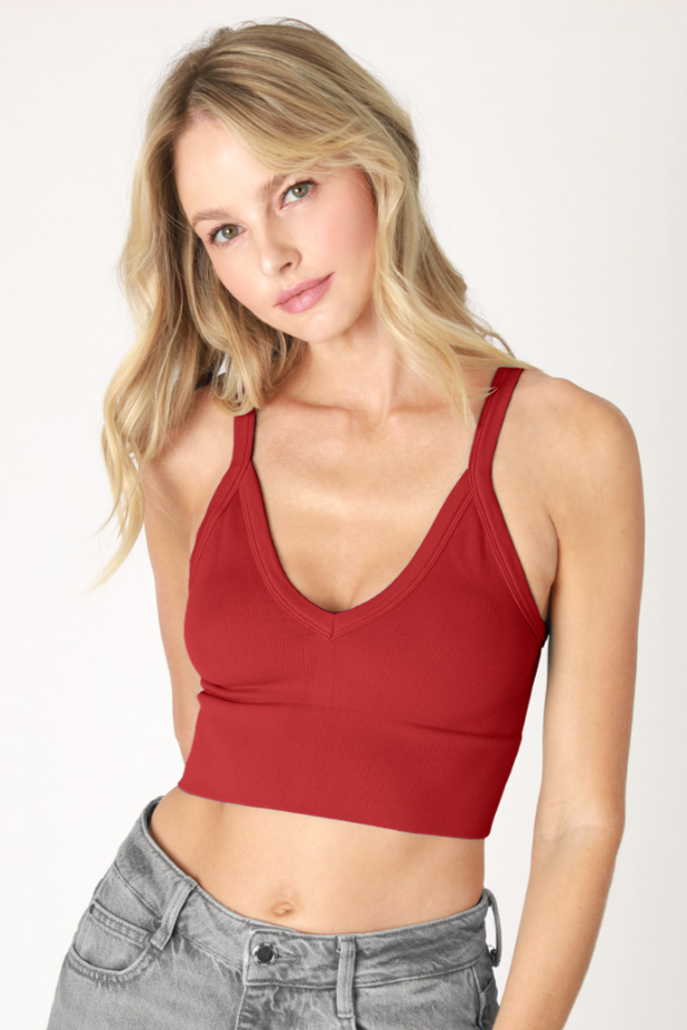 •RIBBED V-NECK• wide band brami (USA)