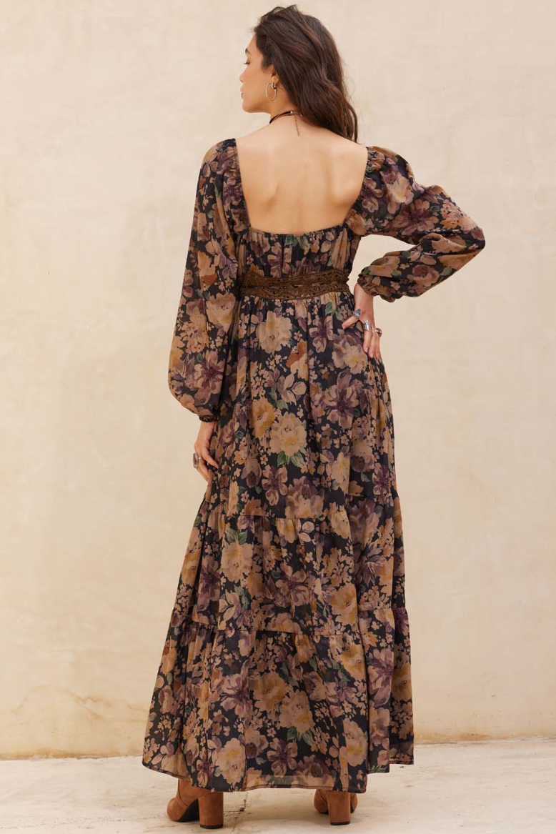 •ADELINE• long sleeve button front midaxi dress