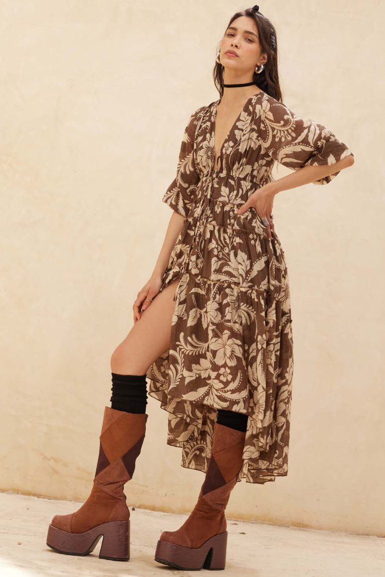 •LILY• floral chiffon midi dress