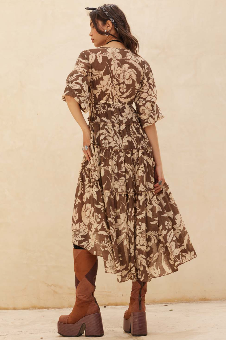 •LILY• floral chiffon midi dress