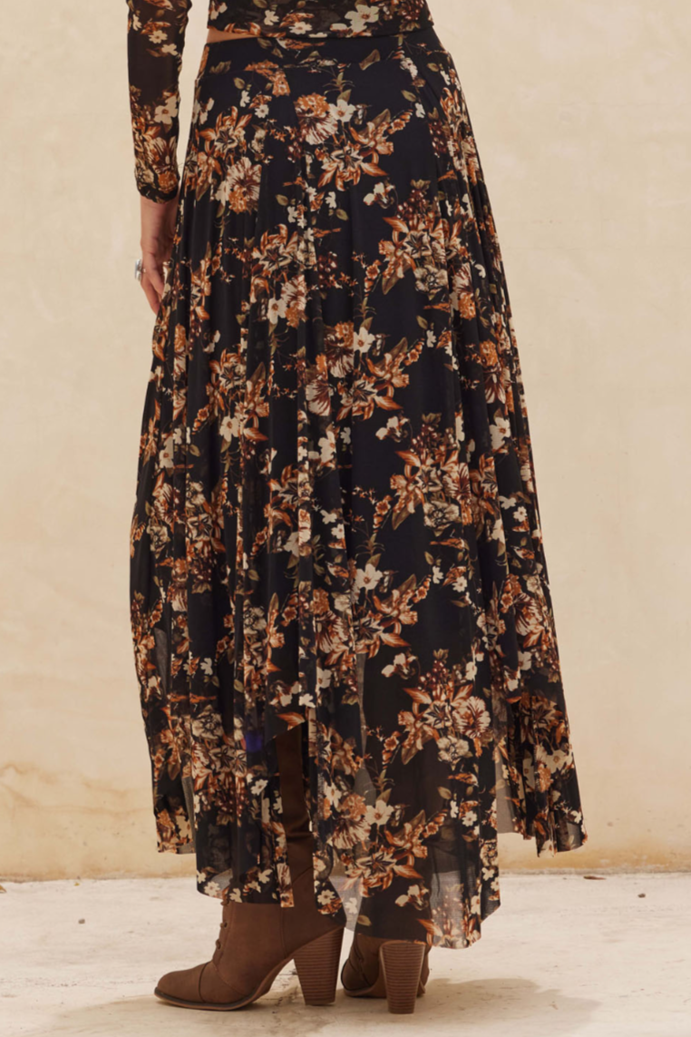 •CHARLOTTE• floral mesh midaxi skirt