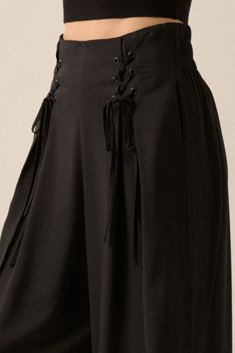 •COLETTE• corset pleat wide leg pants