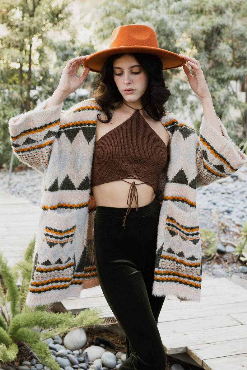 •MONTERREY• fuzzy geo print cardigan