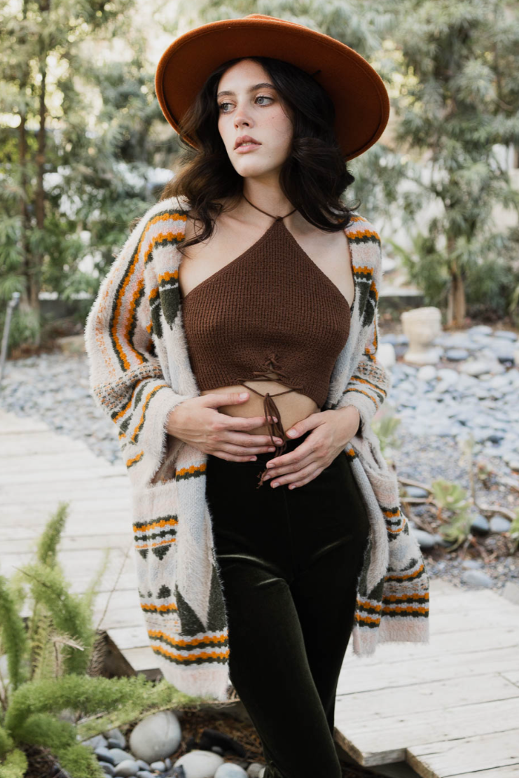 •MONTERREY• fuzzy geo print cardigan