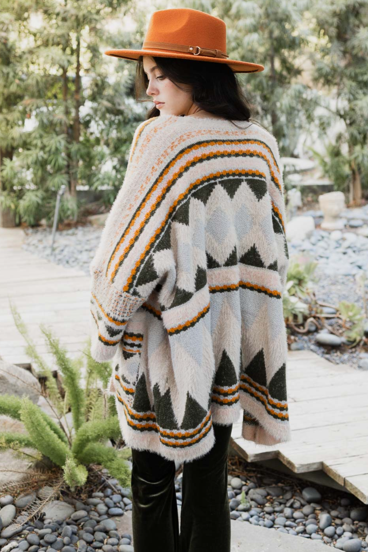 •MONTERREY• fuzzy geo print cardigan