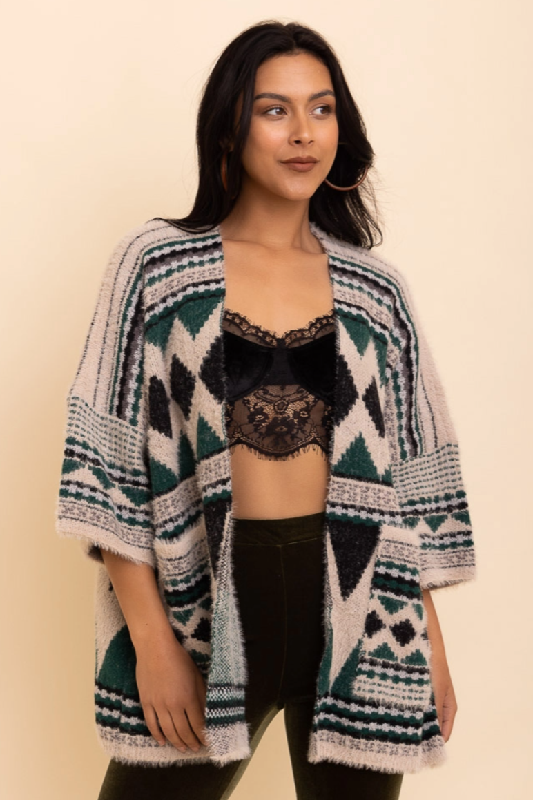 •MONTERREY• fuzzy geo print cardigan