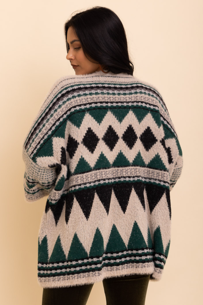 •MONTERREY• fuzzy geo print cardigan