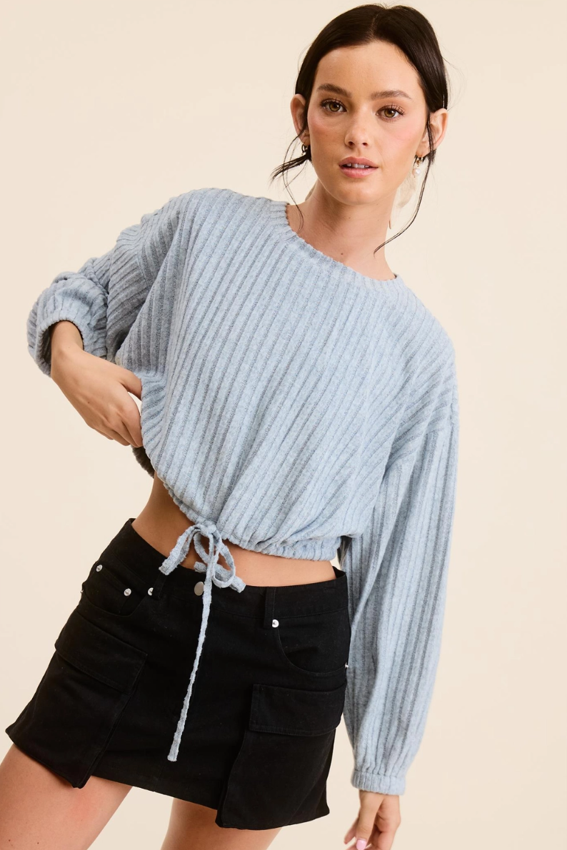 •ARDEN• drawstring waist long sleeve top