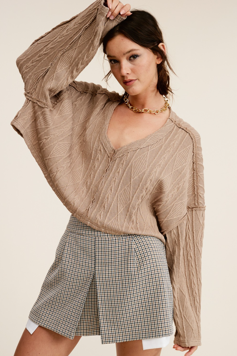 •MALORIE• cable knit long sleeve top