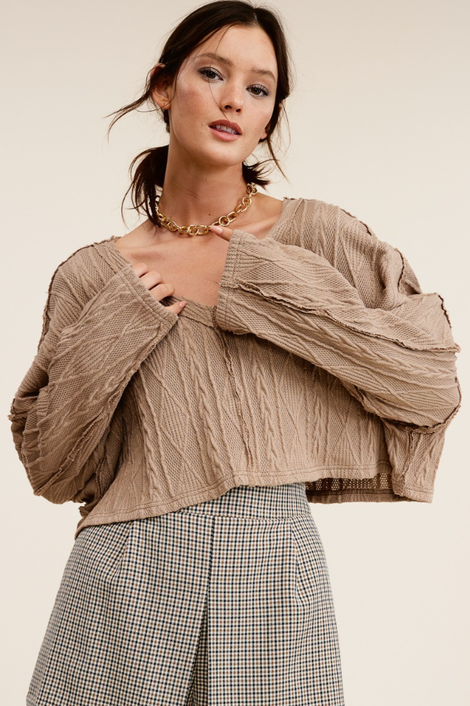 •MALORIE• cable knit long sleeve top