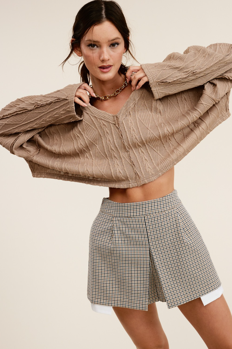 •MALORIE• cable knit long sleeve top