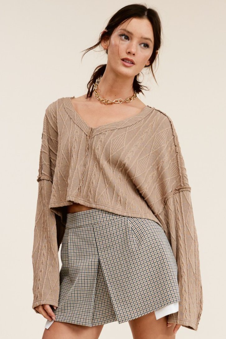 •MALORIE• cable knit long sleeve top