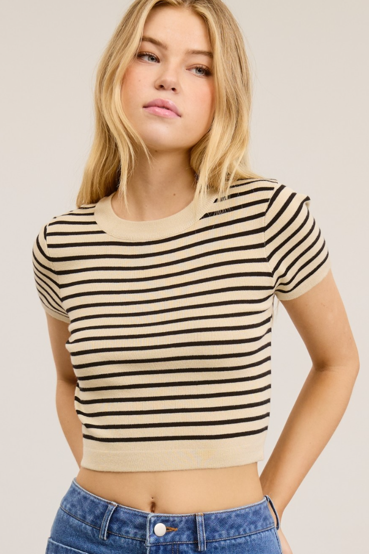•TATUM• striped short sleeve top