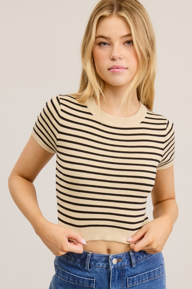 •TATUM• striped short sleeve top