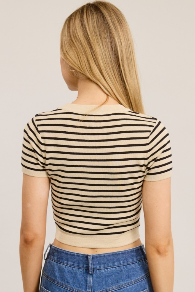 •TATUM• striped short sleeve top