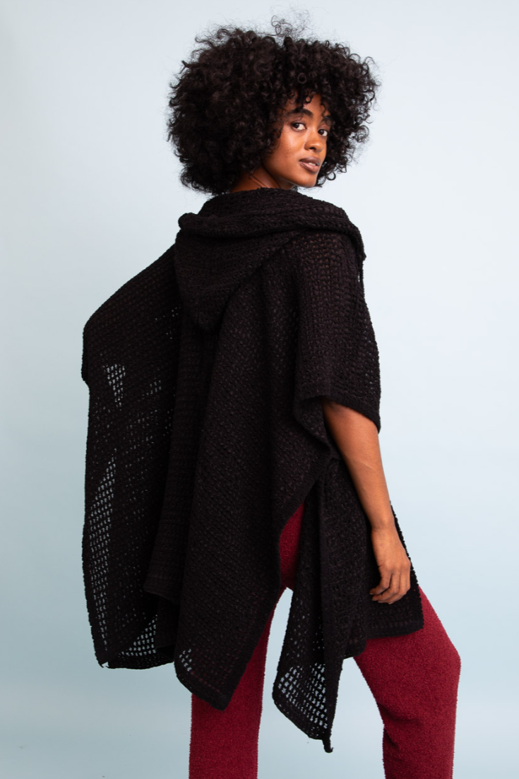 •WEST• waffle knit hooded cardigan