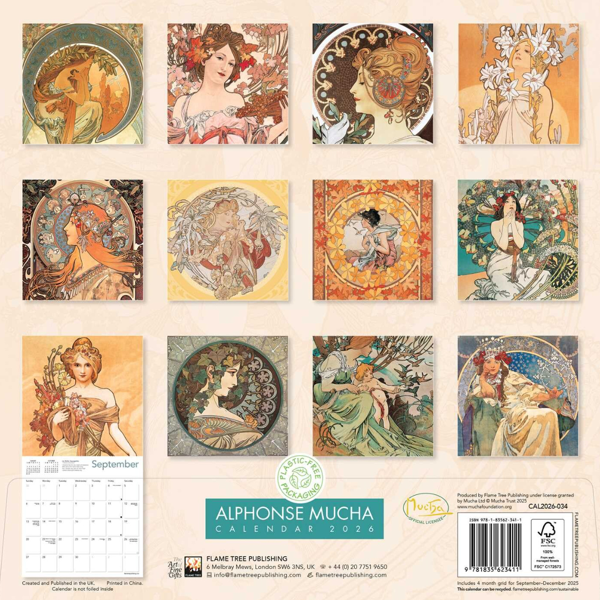 •ALPHONSE MUCHA• 2026 wall art calendar