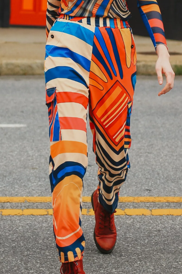 •CIRCUS SUNSET• locally designed abstract cargo pants