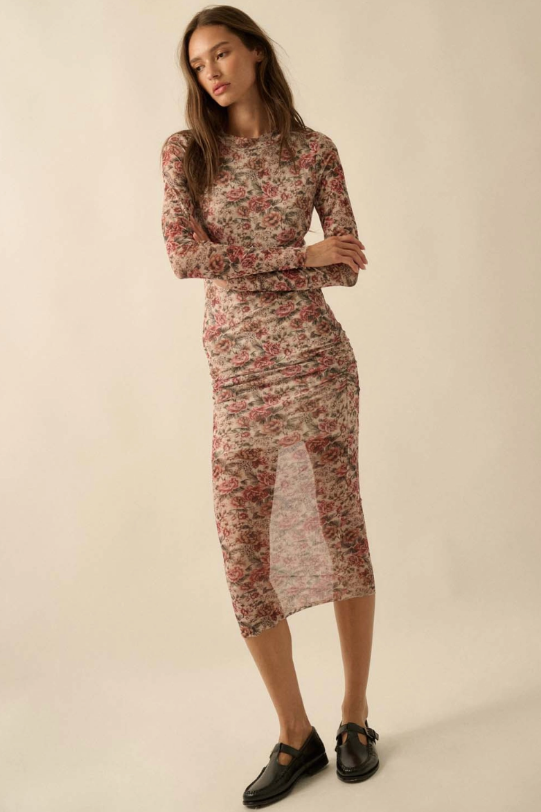•BELLADONNA• long sleeve mesh midi dress