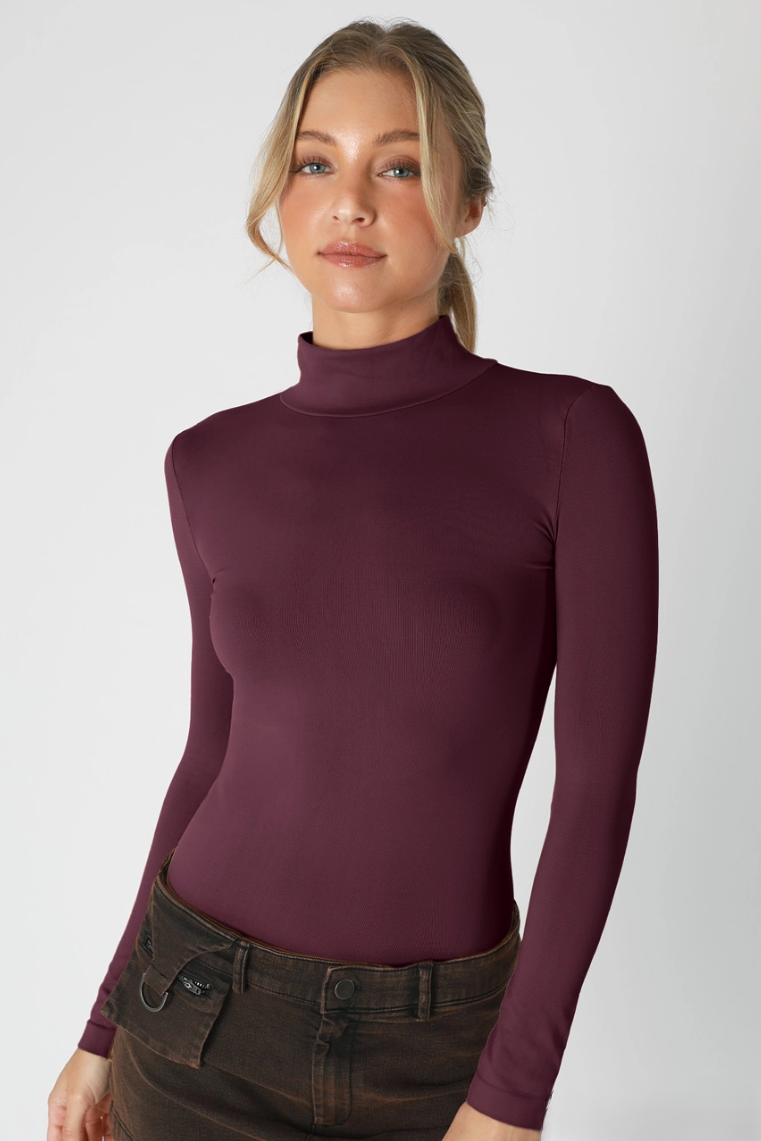 •SMOOTH MOCK NECK• long sleeve top (USA)