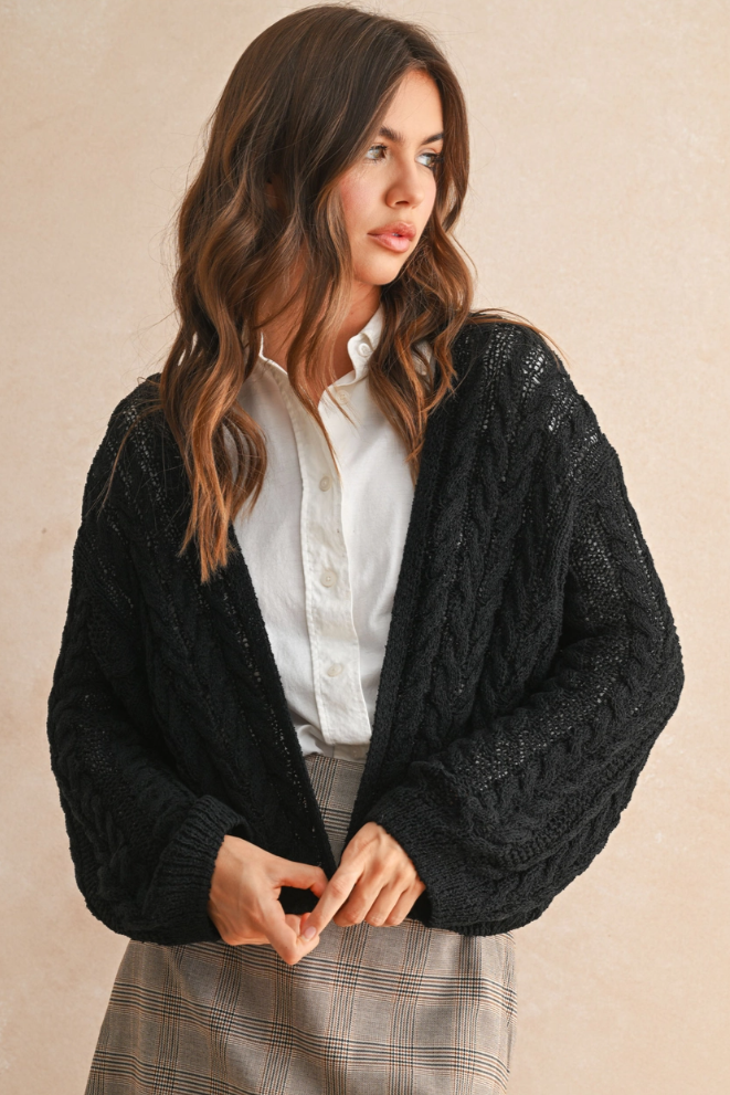 •MEG• lightweight cable knit cardigan