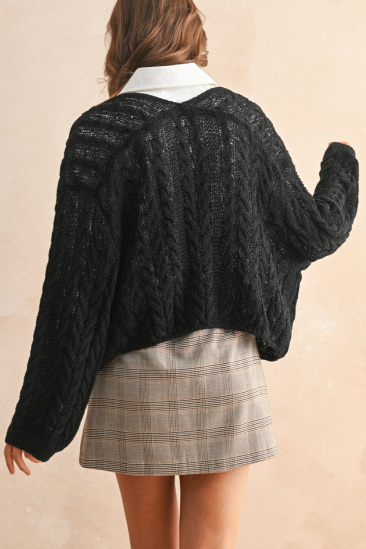 •MEG• lightweight cable knit cardigan