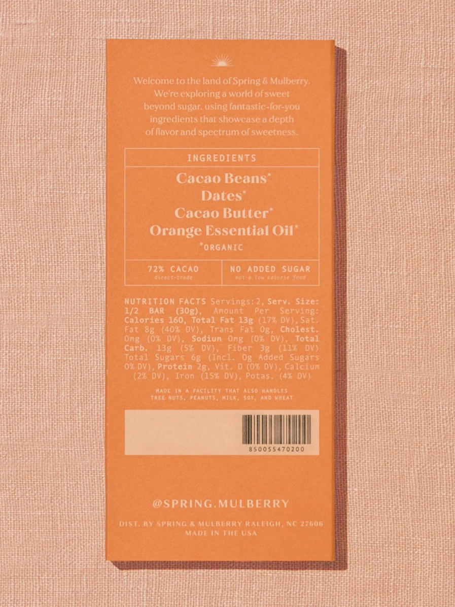 •BLOOD ORANGE• date-sweetened chocolate bar