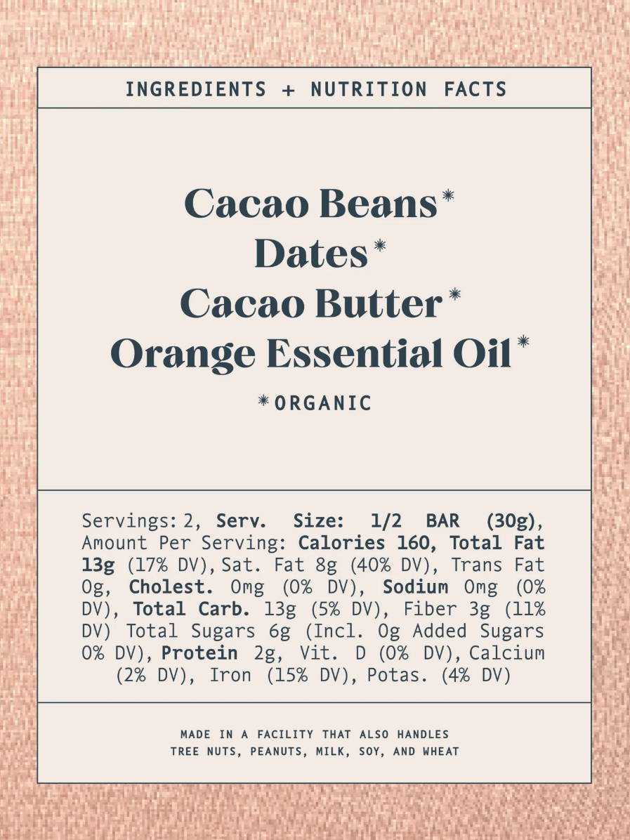 •BLOOD ORANGE• date-sweetened chocolate bar