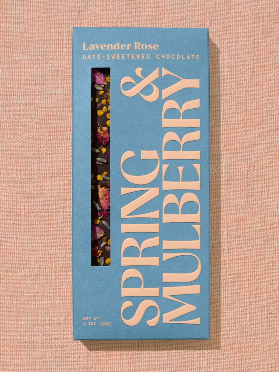 •LAVENDER ROSE• date-sweetened chocolate bar