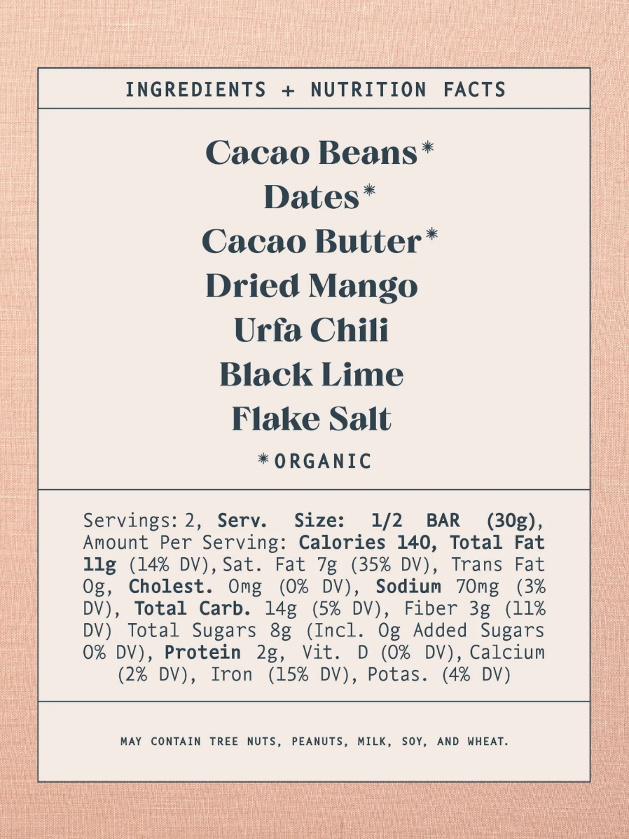 •MANGO CHILI• date-sweetened chocolate bar