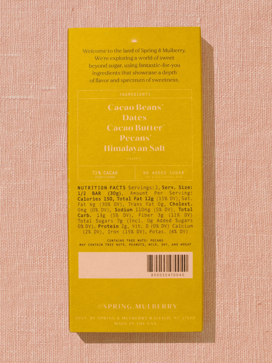 •PECAN DATE• date-sweetened chocolate bar