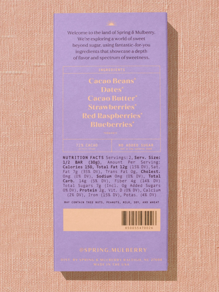 •MIXED BERRY• date-sweetened chocolate bar