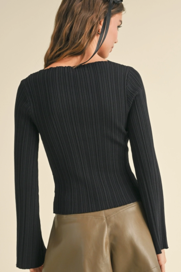 •EMMA• ribbed knit bell sleeve top