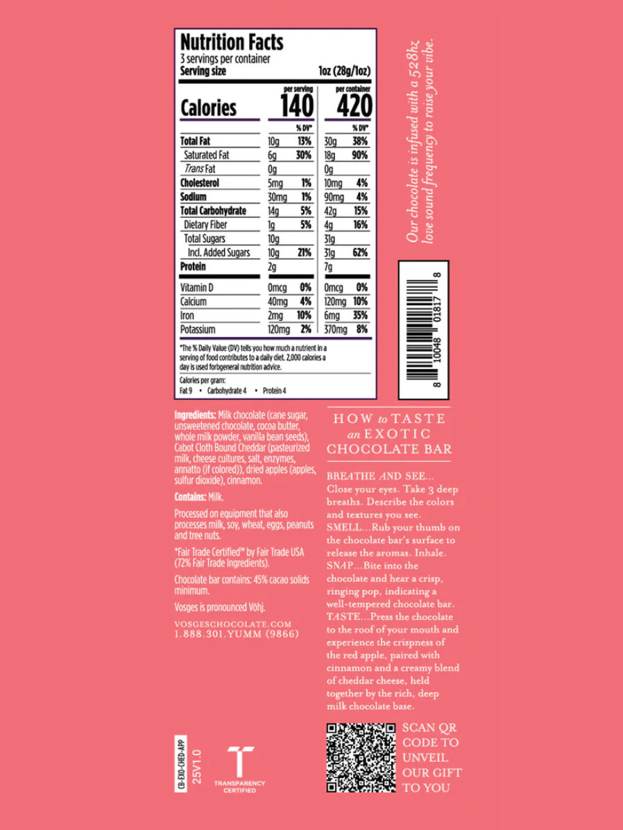 •CHEDDAR + APPLE• milk chocolate bar