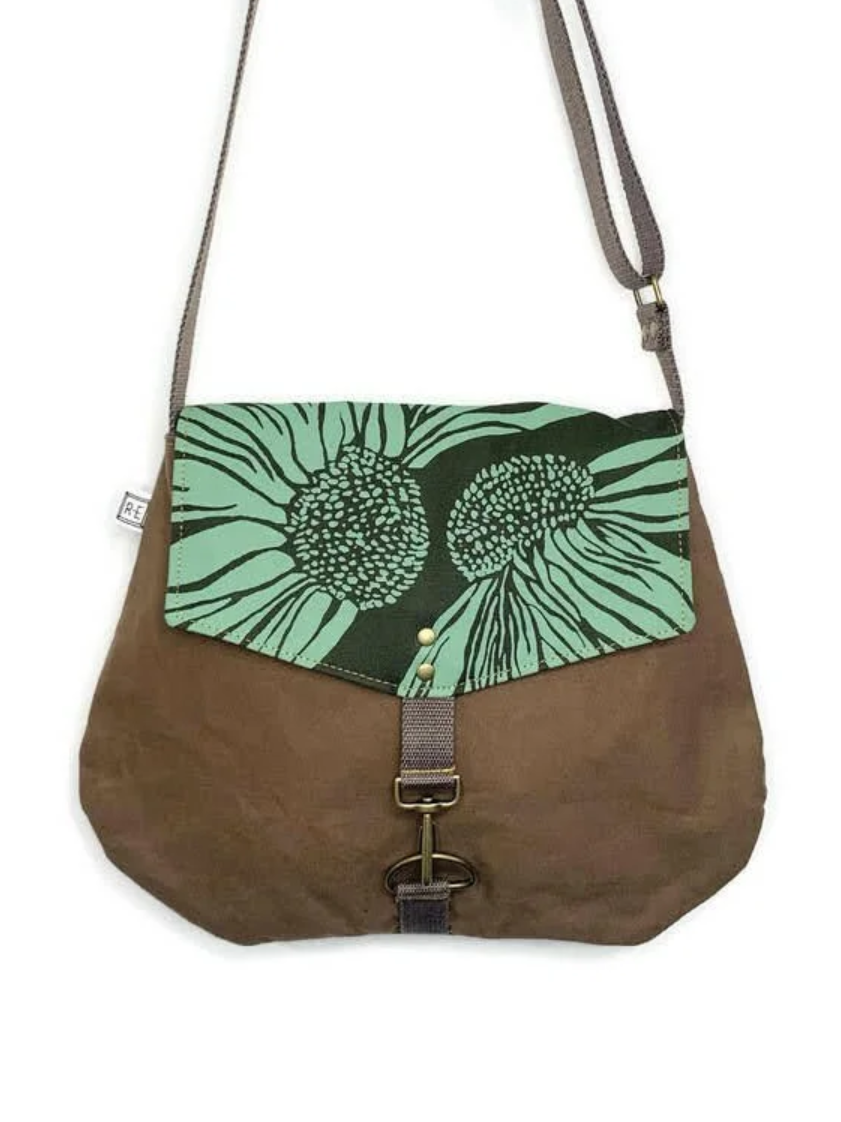 •SATCHEL - CONEFLOWER• waxed canvas crossbody