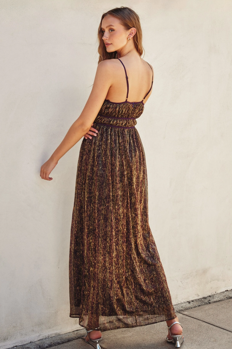 •GENEVIEVE• metallic maxi dress