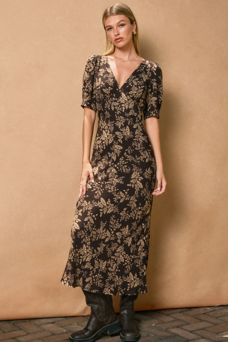 •CAMILLE• puff sleeve midi dress