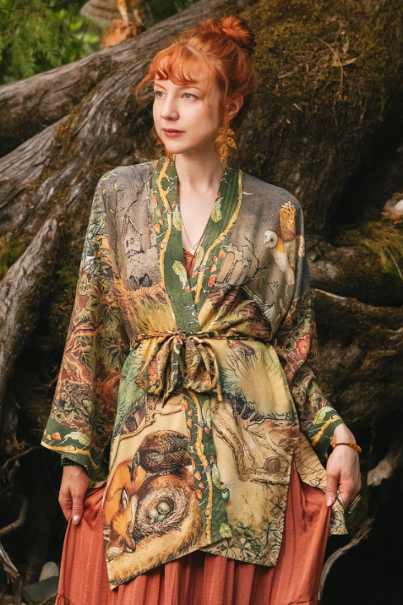 •WOODLAND WISDOM• bamboo cardigan with tie