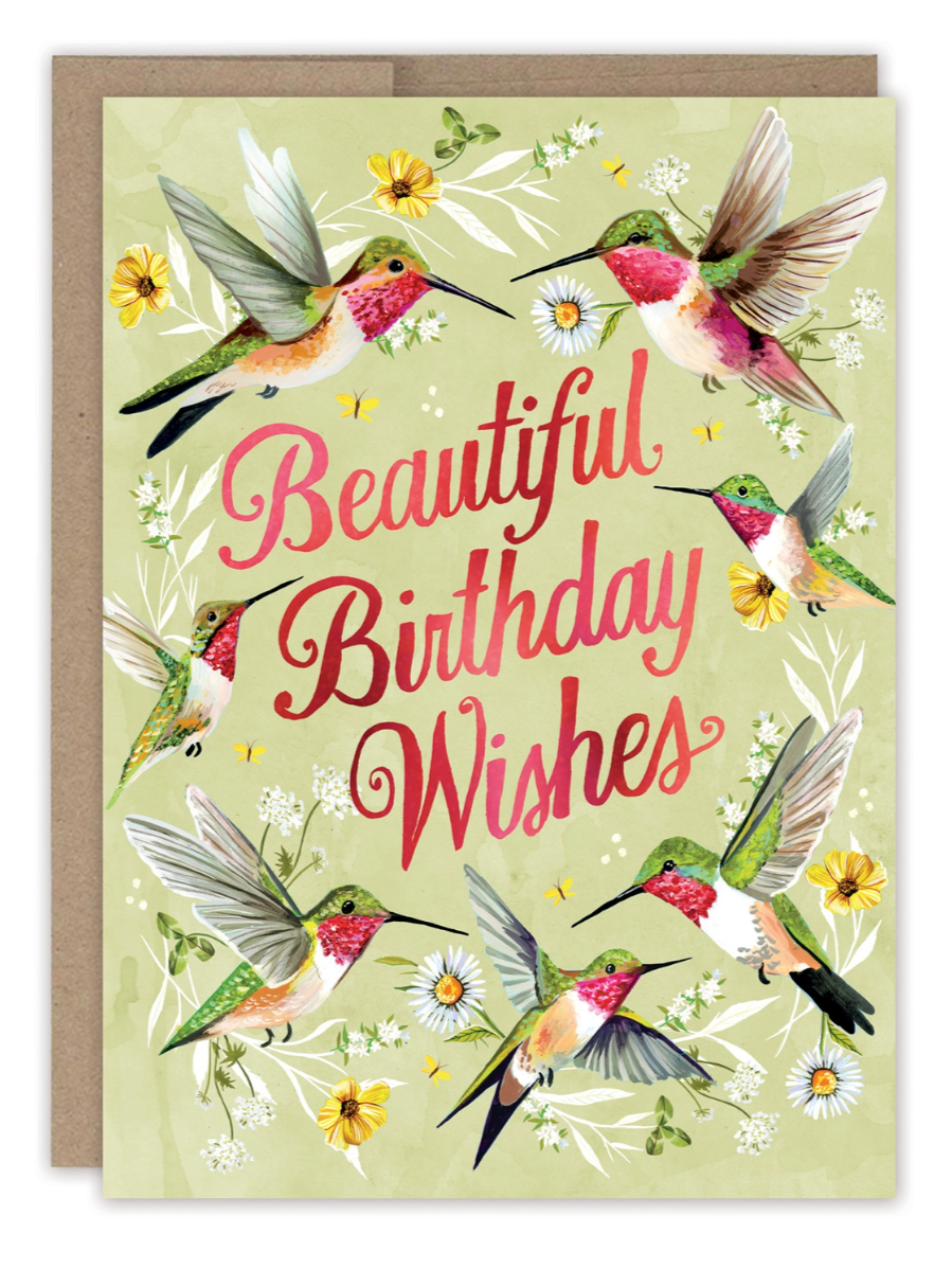 •BEAUTIFUL WISHES - HUMMINGBIRDS• birthday card