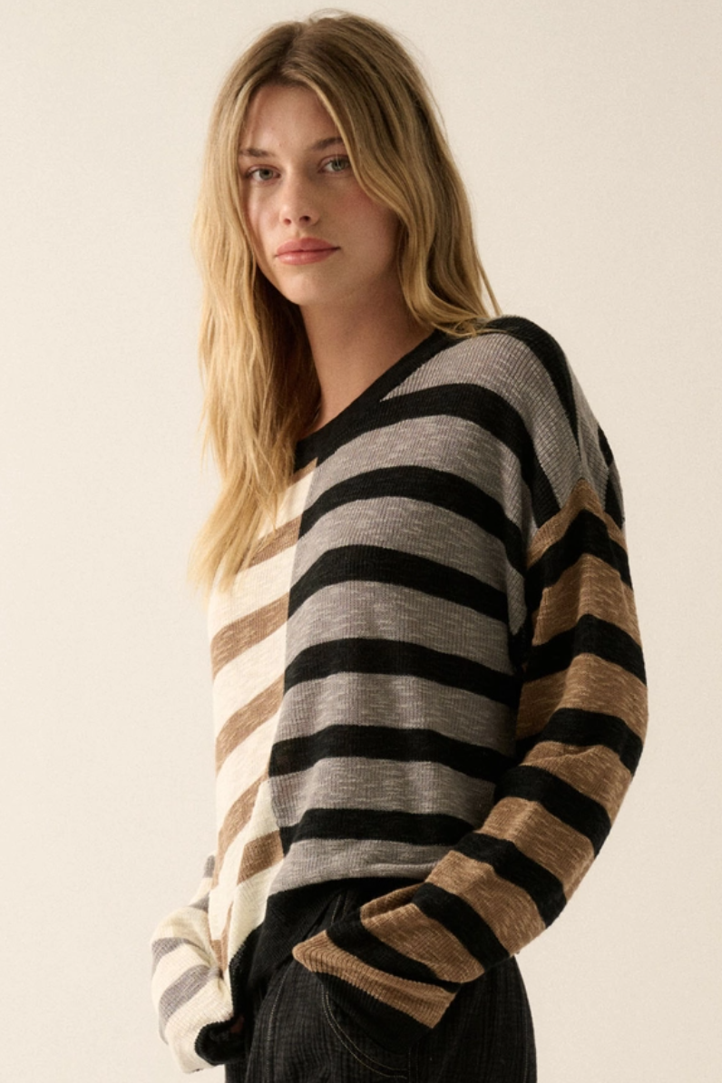 •LINNEA• striped ribbed knit sweater